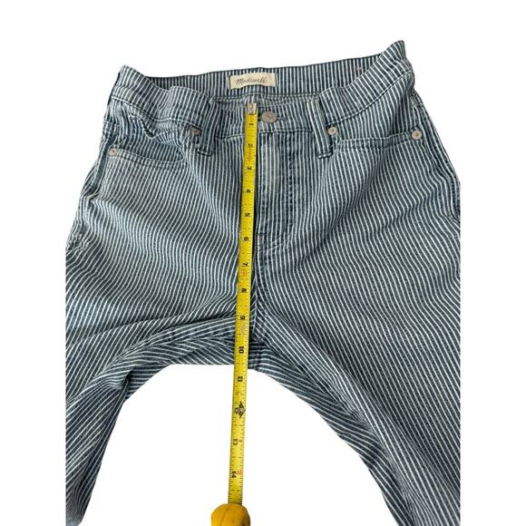 Madewell 9” Mid-Rise Skinny Jeans Blue White Pinstripe Stretch Denim Size 26 - Picture 11 of 11